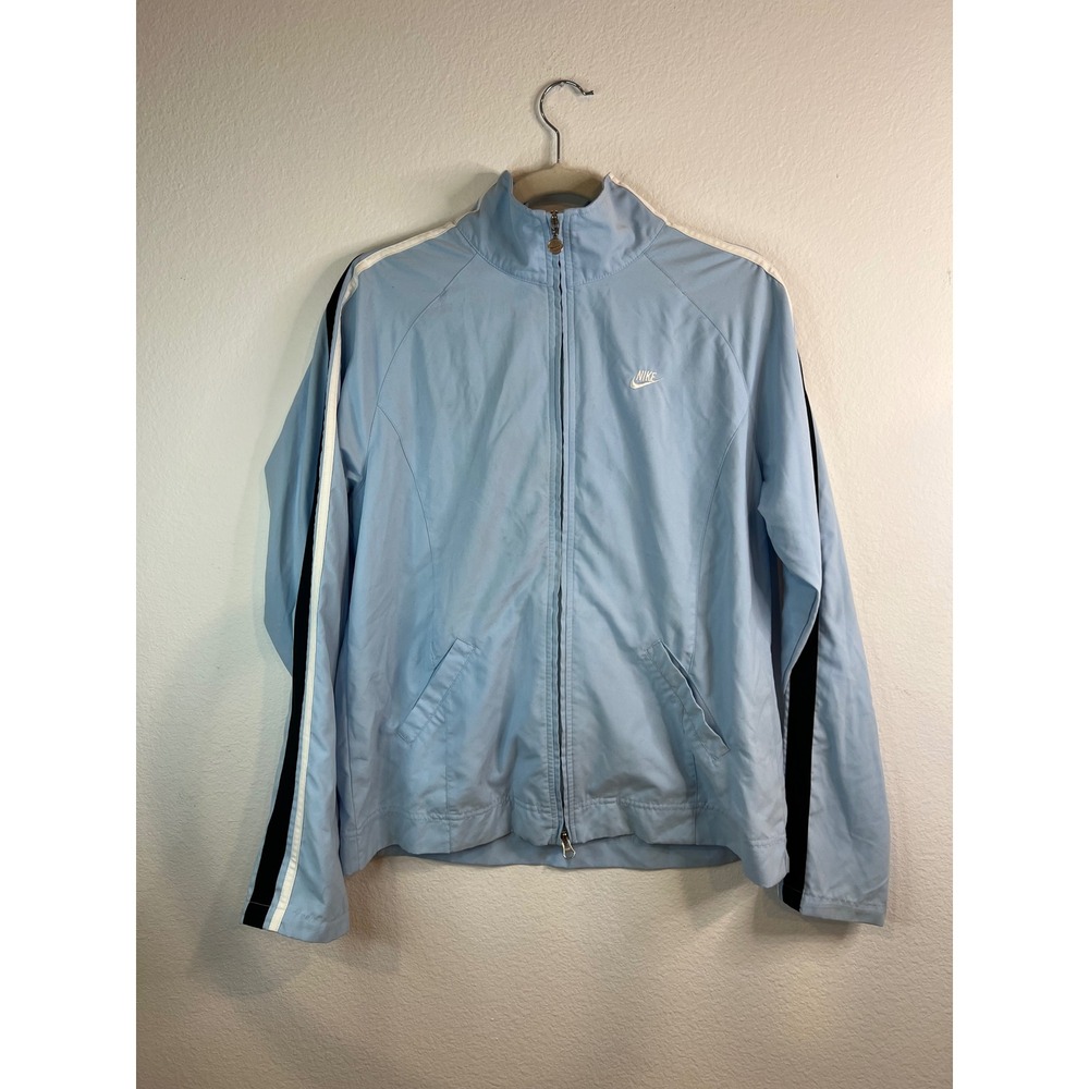 Nike Womens Track Jacket Side Stripe Full Zip Light Blue L